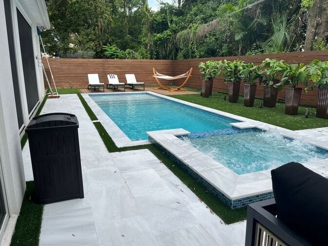 Completed residential pool and spa by Grunit